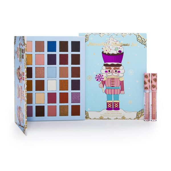 Makeup Revolution I Heart Revolution Christmas Nutcracker Makeup Set zestaw Pan Nutcracker Shadow Palette paleta cieni do powiek 30x0.9g + Nutcracker Lip Glosses błyszczyk do ust 2x2.5ml (P1)