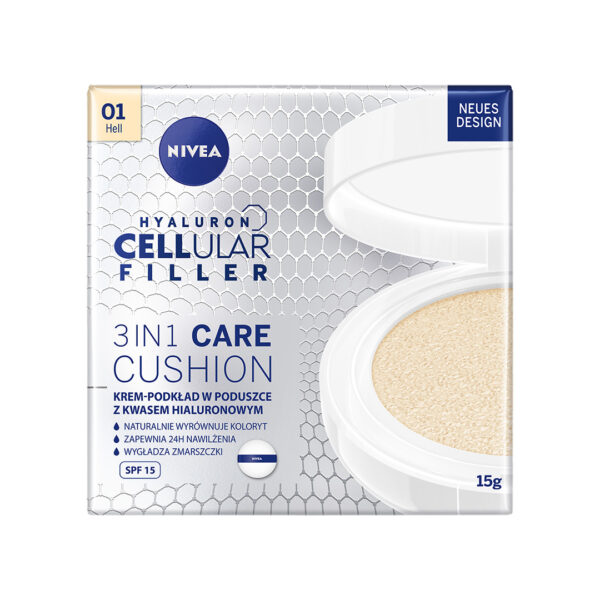 Nivea Hyaluron Cellular Filler 3in1 Care Cushion pielęgnujący krem-podkład w poduszce SPF15 01 Light 15g (P1)