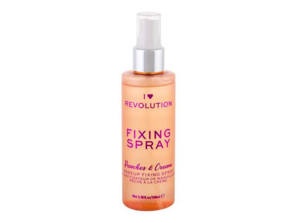 Makeup Revolution London   I Heart Revolution Fixing Spray Peaches & Cream   Utrwalacz makijażu 100 ml (W)  (P2)